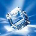 Clear Crystal Double Beveled Standing Cube Award (2"x2 3/8"x2 3/8")